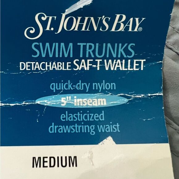 ST. JOHN'S BAY SWIM TRUNKS light grey Men’s Sz Medium NWT🏷 pockets , lined - Picture 13 of 15